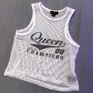 White, Size M, Mesh “Queen” tank